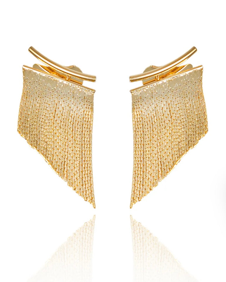 Golden tassel statement earrings