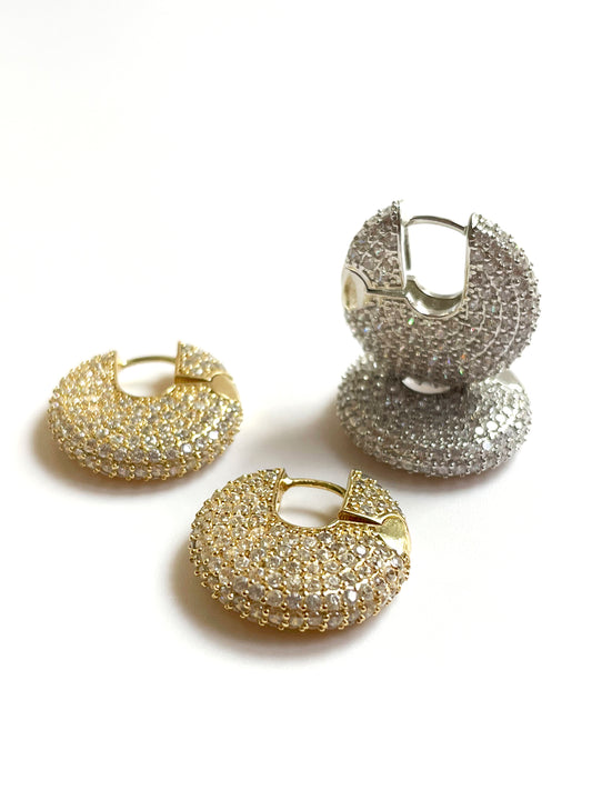 Paved Bruna Huggies Hoop Earrings