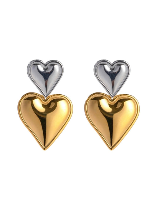 Pendientes corazones bicolores