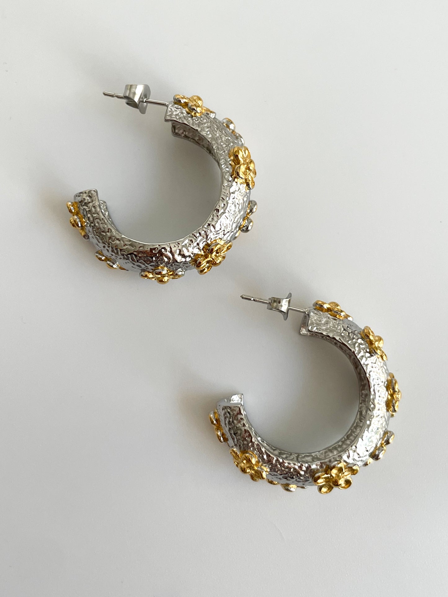 Texture Flowered Hoop Earrings