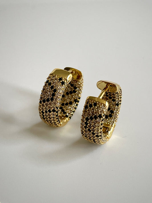 Leopard Pave Hoop Earrings