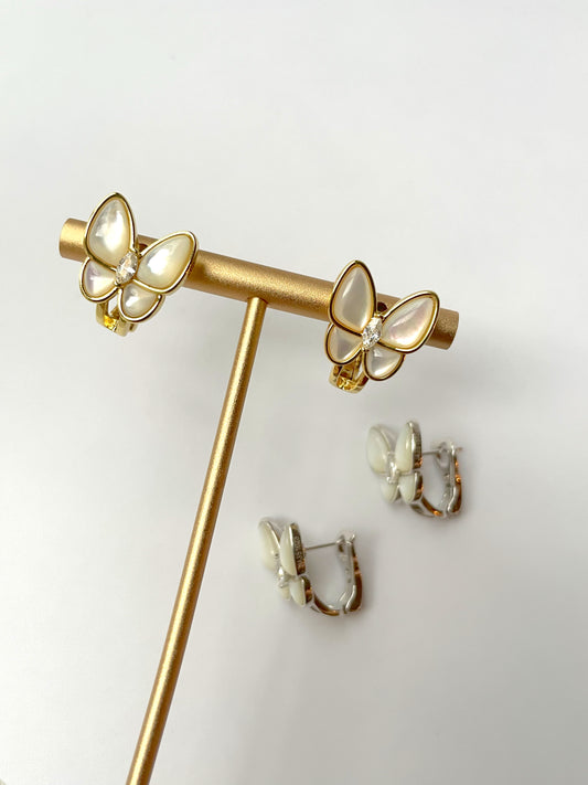 Pearled Butterfly and Zirconia Earrings