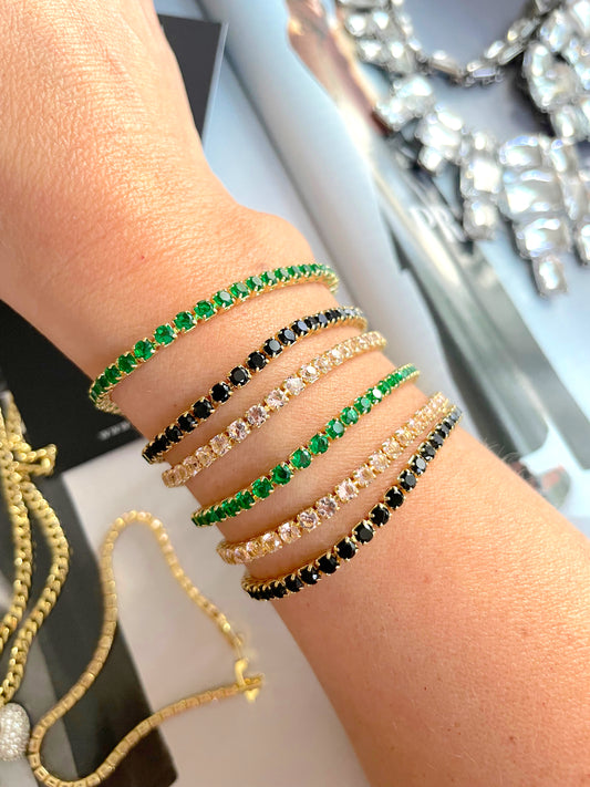 Bracelets en zircons colorés